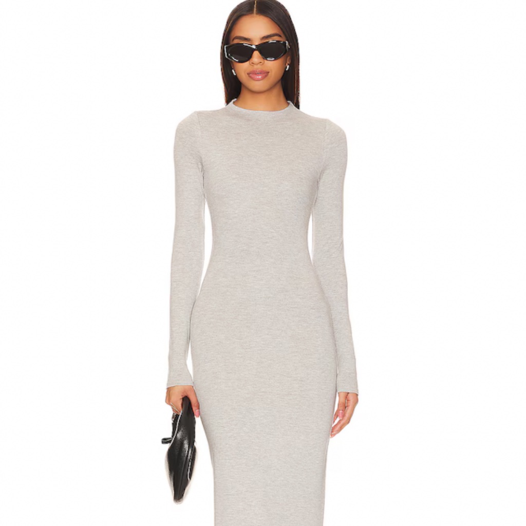 Afrm Grey Long Sleeve Bodycon Dress Size S